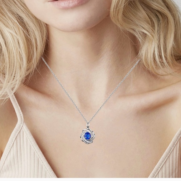 Spiral Blue stone flower with hollow gemstones, 10" long - Picture 2 of 5